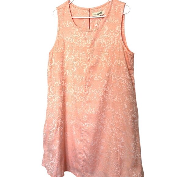 NWT Simply Noelle Peach Damask Swing Dress L/XL Pockets Sleeveless Keyhole Back - Picture 1 of 6